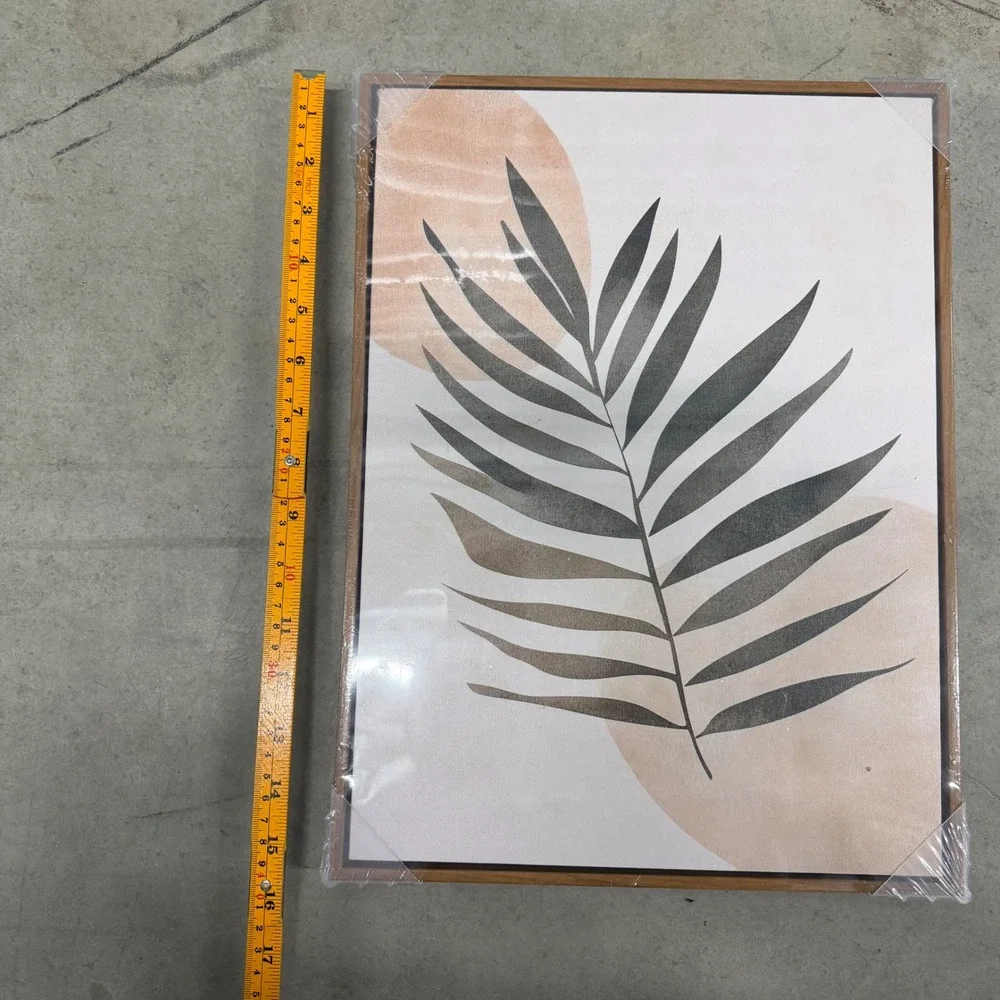 Modern Boho Framed Canvas Wall Art Palm Leaf Abstract Terracotta 12x16